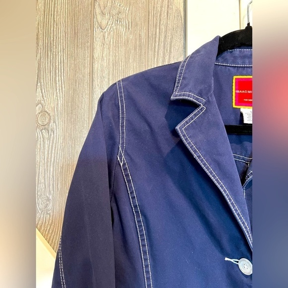 091. Isaac Mizrahi Womens Blazer Overcoat Blue Long Sleeve Button Down Jacket S - Picture 2 of 6